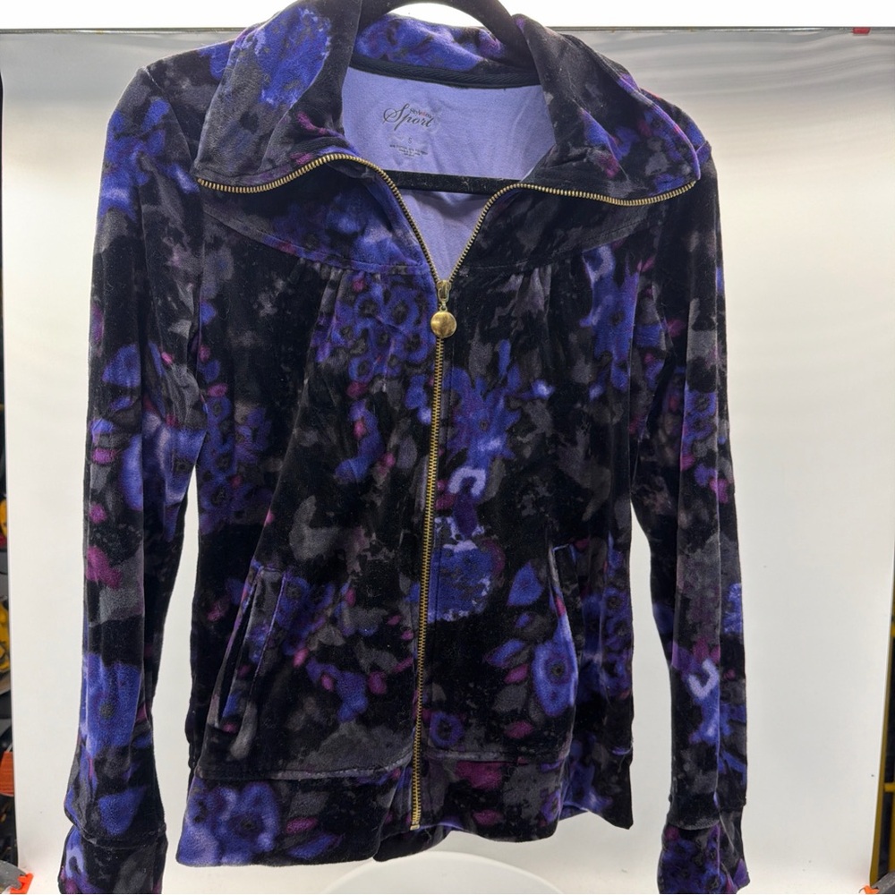 Style & Co. Women's Black‎ and Purple Floral Jacket